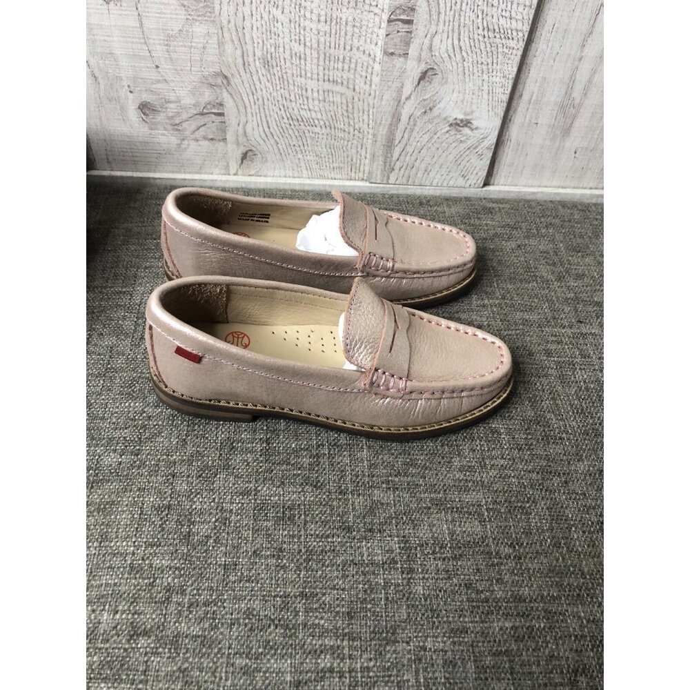 Marc Joseph New York Girls Shoes Size 11 Pink Rose Glimmer Leather Loafers - Picture 2 of 8